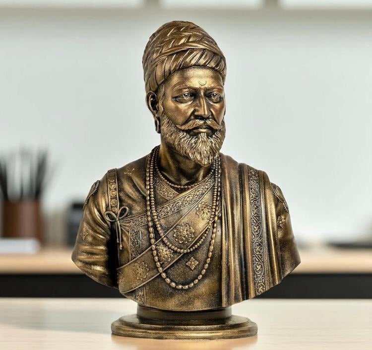 Warrior King Shivaji – Royal Brass Finish Statue