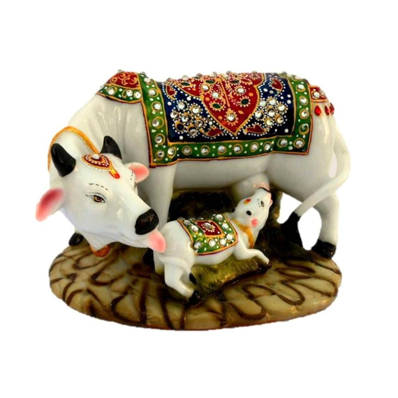 Divine Kamdhenu Duo – Cow & Calf Blessing Idol