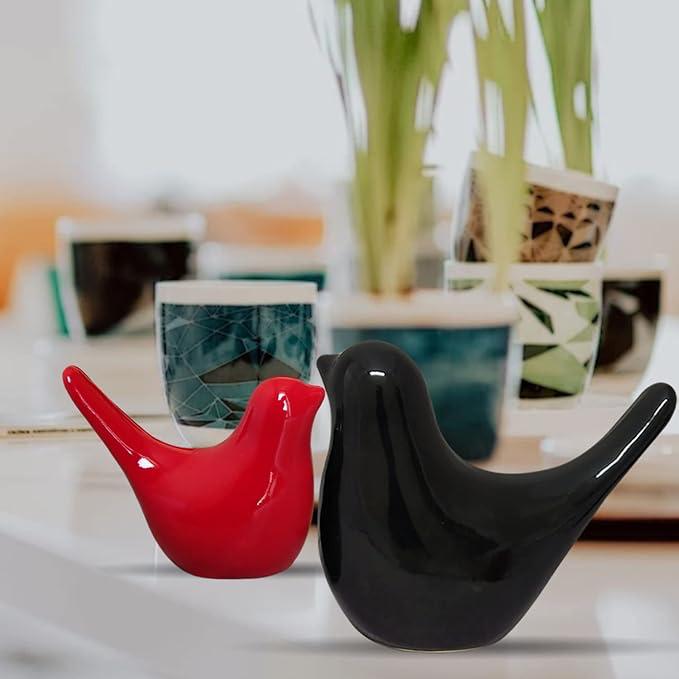 Chirpy Charm Birds – Red & Black Modern Pair