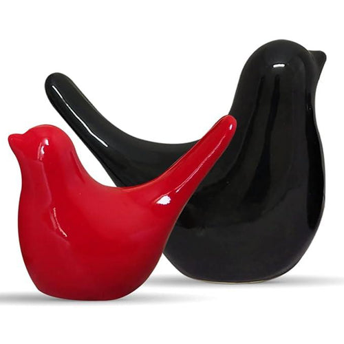 Chirpy Charm Birds – Red & Black Modern Pair